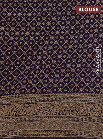 Banarasi semi georgette saree light green and navy blue with allover thread & zari woven buttas and zari woven border