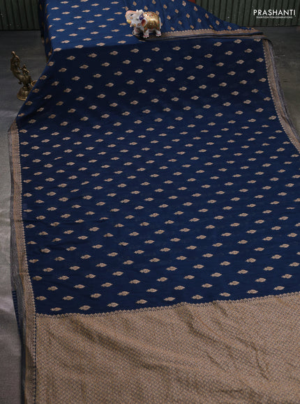 Banarasi semi georgette saree peacock blue with allover thread & zari woven buttas and zari woven border
