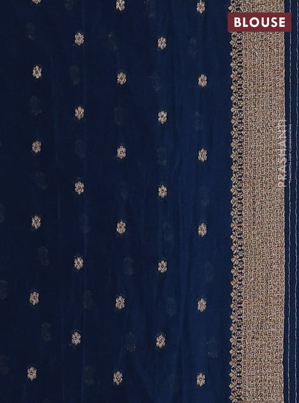 Banarasi semi georgette saree peacock blue with allover thread & zari woven buttas and zari woven border