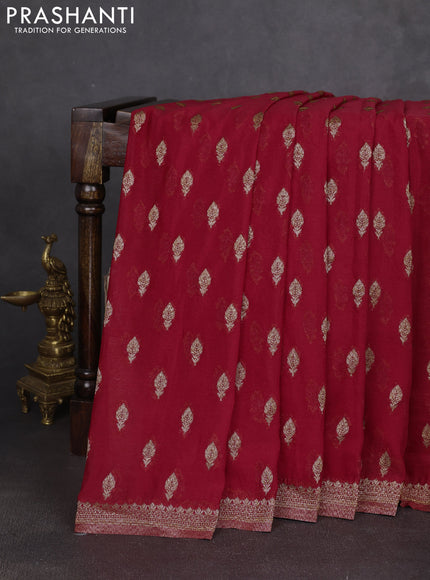 Banarasi semi georgette saree red with allover thread & zari woven buttas and zari woven border