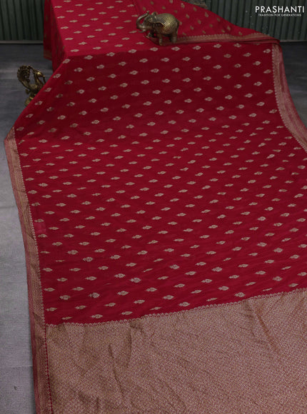 Banarasi semi georgette saree red with allover thread & zari woven buttas and zari woven border