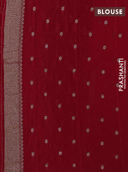 Banarasi semi georgette saree red with allover thread & zari woven buttas and zari woven border