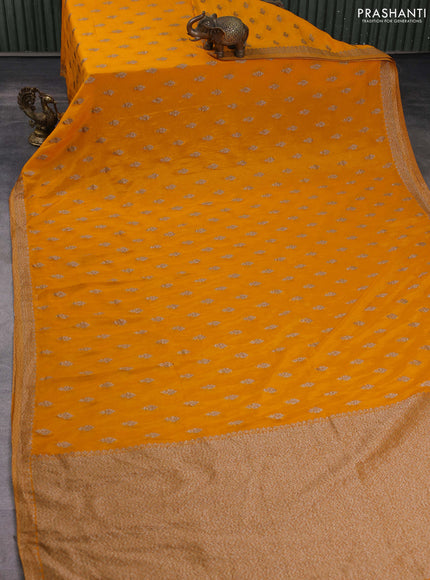 Banarasi semi georgette saree yellow with allover thread & zari woven buttas and zari woven border
