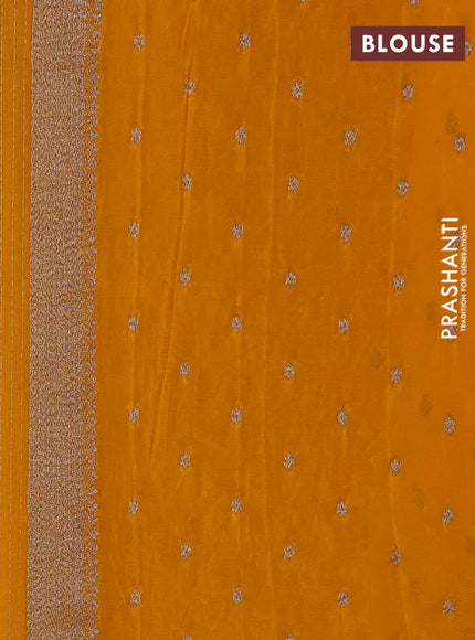Banarasi semi georgette saree yellow with allover thread & zari woven buttas and zari woven border