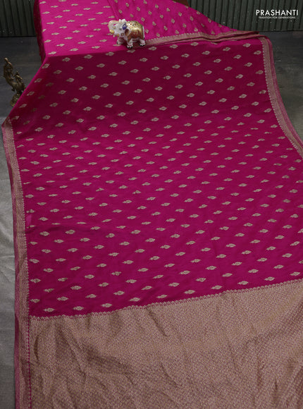 Banarasi semi georgette saree pink with allover thread & zari woven buttas and zari woven border