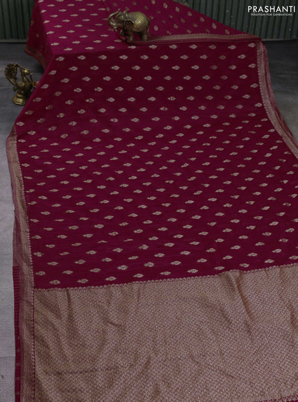 Banarasi semi georgette saree wine shade with allover thread & zari woven buttas and zari woven border