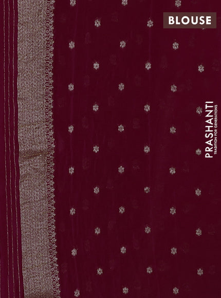Banarasi semi georgette saree wine shade with allover thread & zari woven buttas and zari woven border