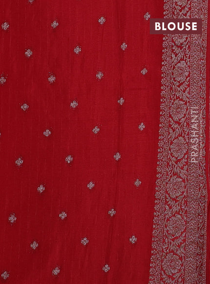 Banarasi semi georgette saree red with allover thread & zari woven buttas and zari woven border
