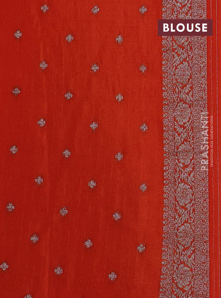 Banarasi semi georgette saree orange with allover thread & zari woven buttas and zari woven border