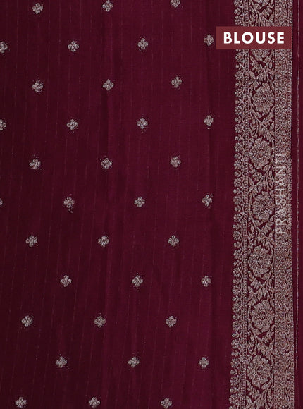 Banarasi semi georgette saree deep wine shade with allover thread & zari woven buttas and zari woven border