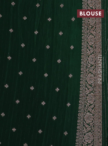 Banarasi semi georgette saree bottle green with allover thread & zari woven buttas and zari woven border