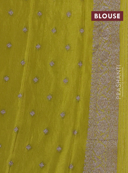 Banarasi semi georgette saree mehendi green with allover thread & zari woven buttas and zari woven border