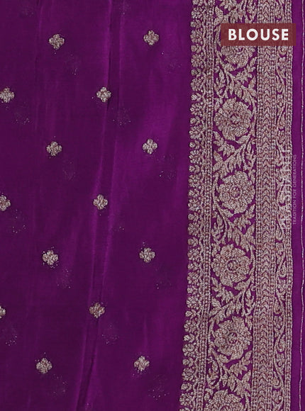 Banarasi semi georgette saree purple with allover thread & zari woven buttas and zari woven border