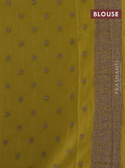 Banarasi semi georgette saree mehendi green with allover thread & zari woven buttas and zari woven border