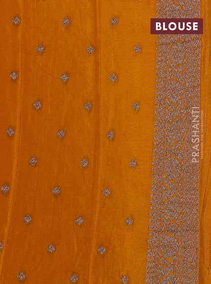 Banarasi semi georgette saree yellow with allover thread & zari woven buttas and zari woven border