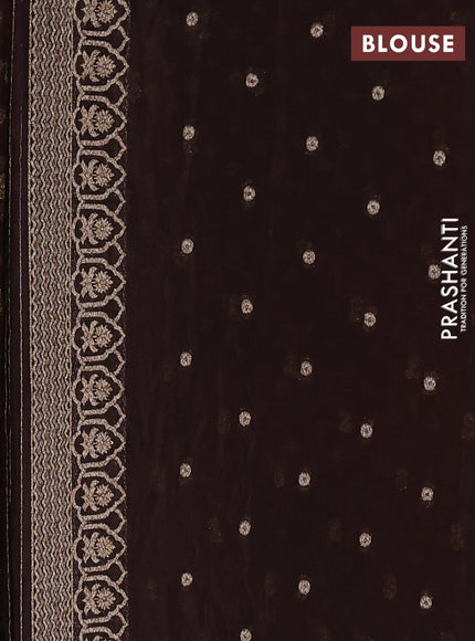Banarasi semi georgette saree coffee brown with allover thread & zari woven buttas and zari woven border