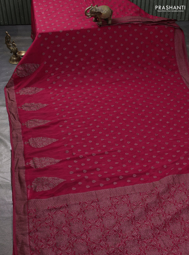 Banarasi semi georgette saree red with allover thread & zari woven buttas and zari woven border