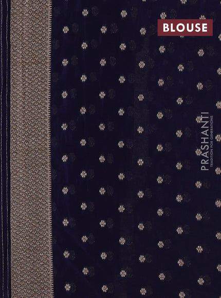 Banarasi semi georgette saree navy blue with allover thread & zari woven buttas and zari woven border