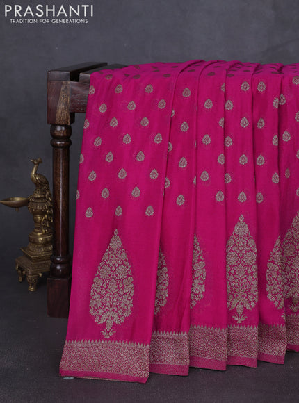 Banarasi semi georgette saree pink with allover thread & zari woven buttas and zari woven border