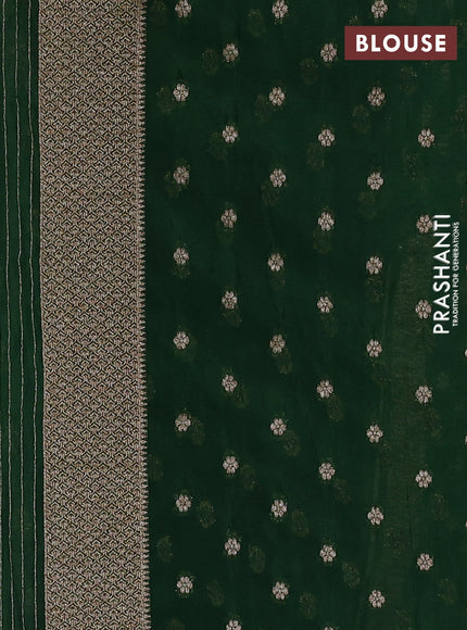 Banarasi semi georgette saree bottle green with allover thread & zari woven buttas and zari woven border