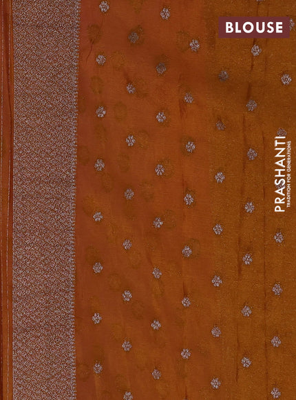 Banarasi semi georgette saree lavender and dark mustard with allover thread & zari woven buttas and zari woven border