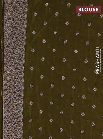 Banarasi semi georgette saree peach shade and mehendi green with allover thread & zari woven buttas and zari woven border