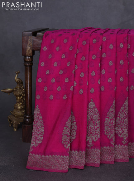 Banarasi semi georgette saree pink with allover thread & zari woven buttas and zari woven border