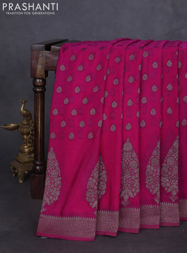 Banarasi semi georgette saree pink with allover thread & zari woven buttas and zari woven border