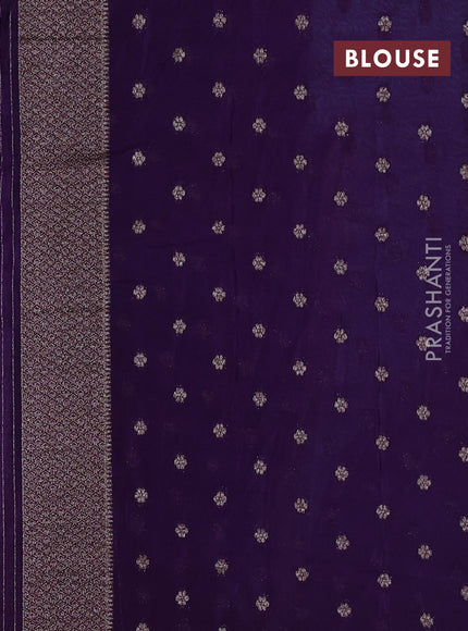 Banarasi semi georgette saree teal blue and purple with allover thread & zari woven buttas and zari woven border