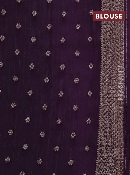 Banarasi semi georgette saree green shade and purple with allover thread & zari woven buttas and zari woven border