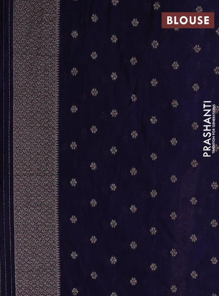 Banarasi semi georgette saree navy blue with allover thread & zari woven buttas and zari woven border