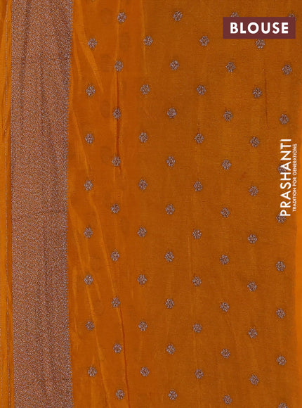 Banarasi semi georgette saree mustard yellow with allover thread & zari woven buttas and zari woven border