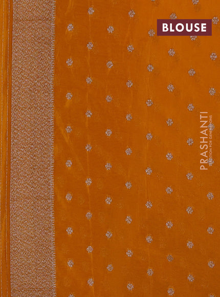 Banarasi semi georgette saree mustard yellow with allover thread & zari woven buttas and zari woven border