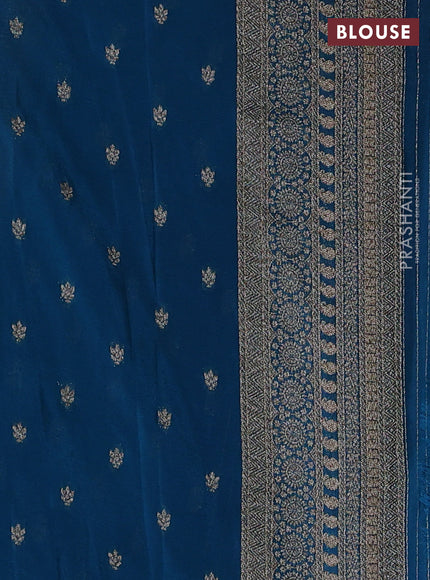 Banarasi semi georgette saree blue shade and peacock blue with allover thread & zari woven buttas and zari woven border