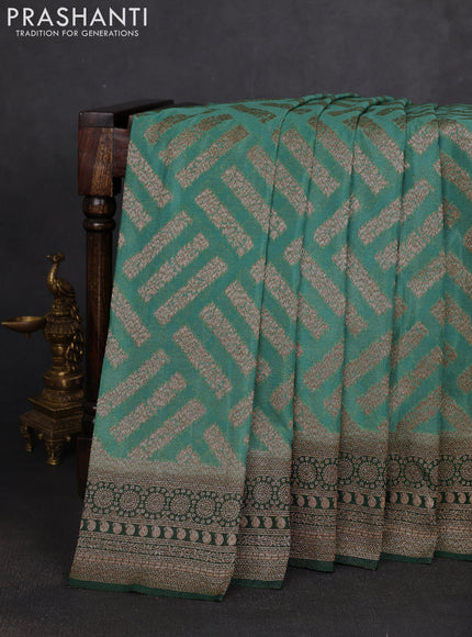 Banarasi semi georgette saree green shade and bottle green with allover thread & zari woven buttas and zari woven border