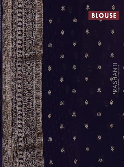 Banarasi semi georgette saree pastel lavender and navy blue with allover thread & zari woven buttas and zari woven border