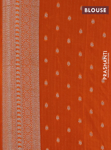 Banarasi semi georgette saree deep maroon and orange with allover thread & zari woven buttas and zari woven border