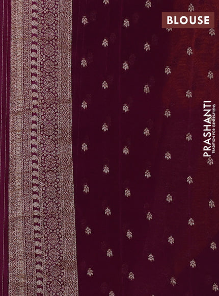 Banarasi semi georgette saree yellow and purple with allover thread & zari woven buttas and zari woven border