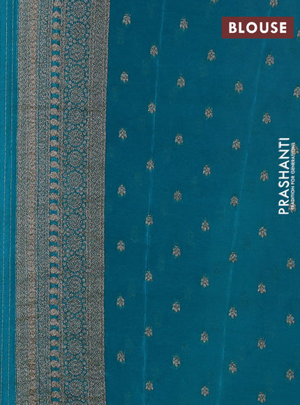 Banarasi semi georgette saree purple and teal green with allover thread & zari woven buttas and zari woven border