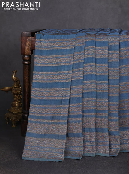 Banarasi semi georgette saree bluish grey with allover thread & zari weaves and zari woven border