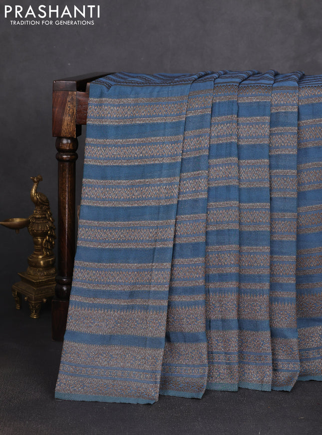 Banarasi semi georgette saree bluish grey with allover thread & zari weaves and zari woven border