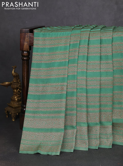 Banarasi semi georgette saree green shade with allover thread & zari weaves and zari woven border
