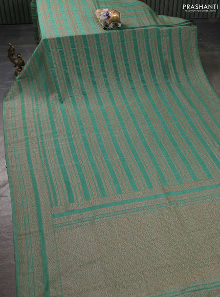 Banarasi semi georgette saree green shade with allover thread & zari weaves and zari woven border