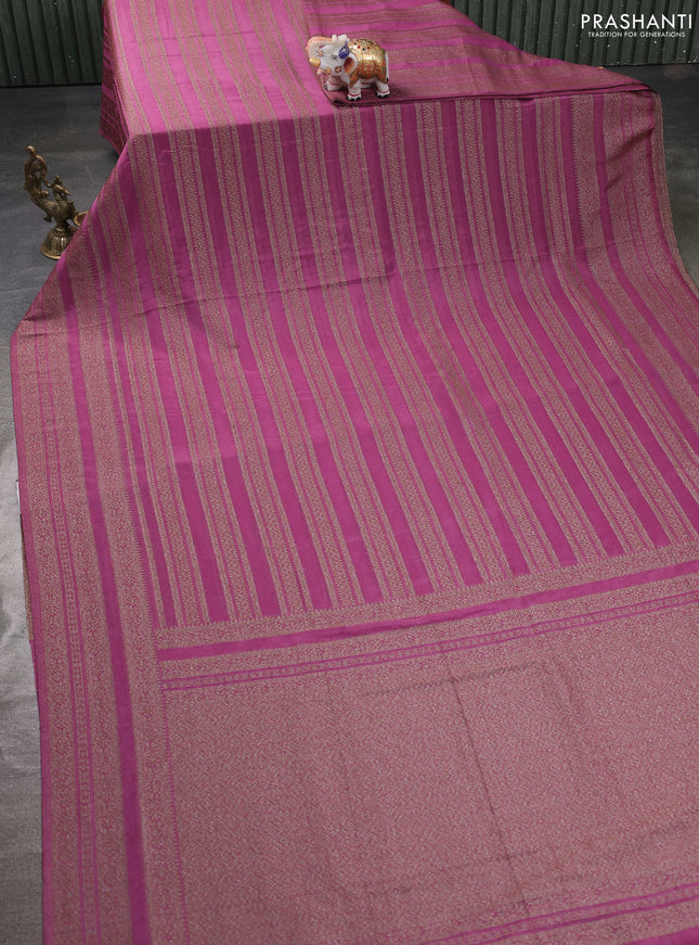 Banarasi semi georgette saree mauve pink with allover thread & zari weaves and zari woven border