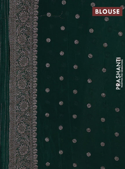 Banarasi semi georgette saree bottle green with allover thread & zari weaves and zari woven border