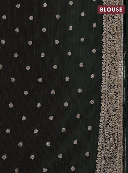 Banarasi semi georgette saree mauve pink and bottle green with allover thread & zari weaves and zari woven border
