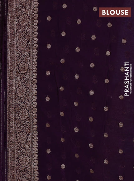 Banarasi semi georgette saree pastel blue shade and purple with allover thread & zari weaves and zari woven border