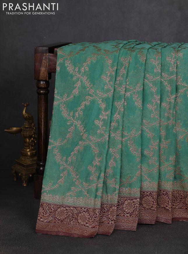 Banarasi semi georgette saree green shade and wine shade with allover thread & zari weaves and zari woven border
