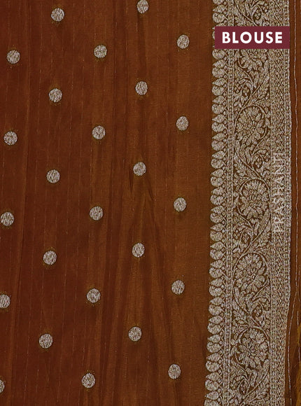 Banarasi semi georgette saree mauve pink and mehendi green with allover thread & zari weaves and zari woven border
