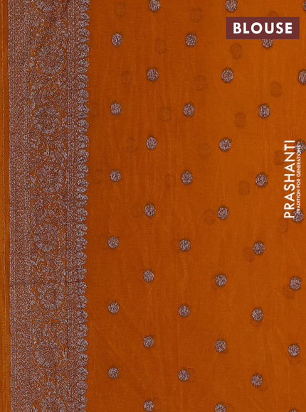 Banarasi semi georgette saree yellow with allover thread & zari weaves and zari woven border